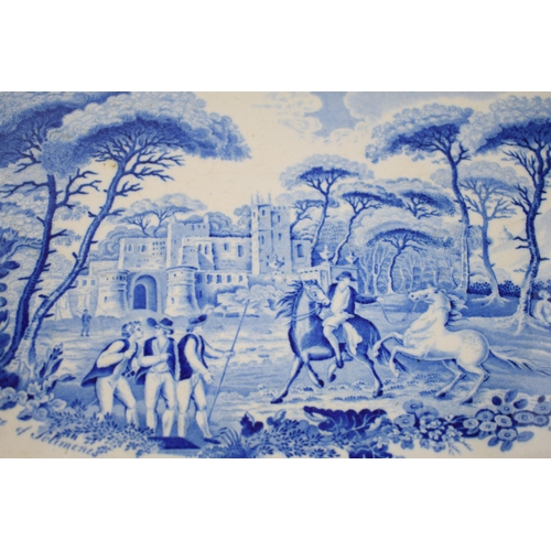 173 - An early 19th century blue and white transfer-printed Don Pottery Named Italian Views series large p... 