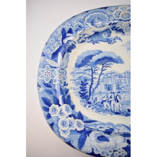 173 - An early 19th century blue and white transfer-printed Don Pottery Named Italian Views series large p... 