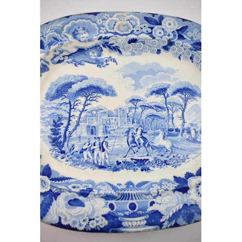 173 - An early 19th century blue and white transfer-printed Don Pottery Named Italian Views series large p... 