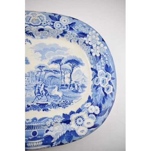 173 - An early 19th century blue and white transfer-printed Don Pottery Named Italian Views series large p... 