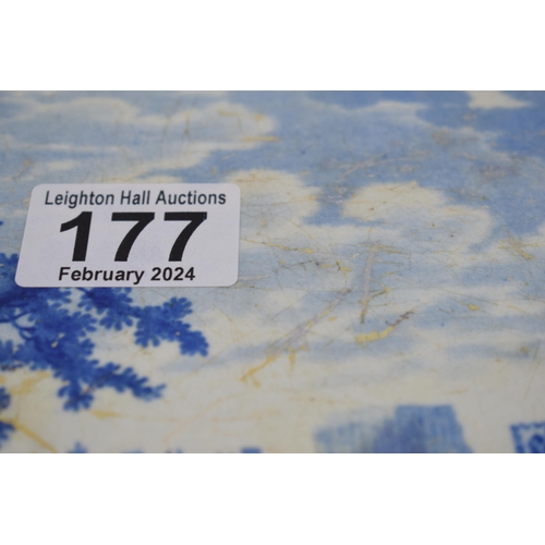 177 - An early 19th century blue and white transfer-printed Elkins Rock Cartouche series large platter, c.... 