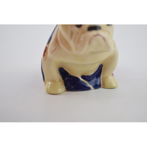 33 - Royal Doulton British Bulldog with Union Jack flag, 6.5cm tall, Rd No. 645658 (restored).