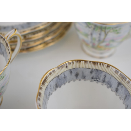 55 - Royal Albert tea ware in the Silver Birch pattern to include 6 cups, 6 saucers, 6 side plates, a mil... 