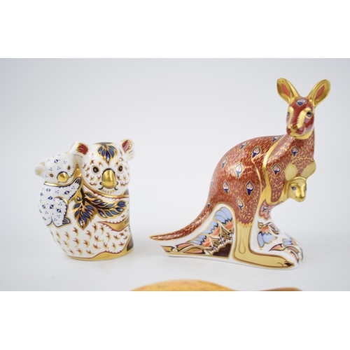 70 - Three Royal Crown Derby paperweights that make up The Australian Collection, Kangaroo and Joey, 15cm... 