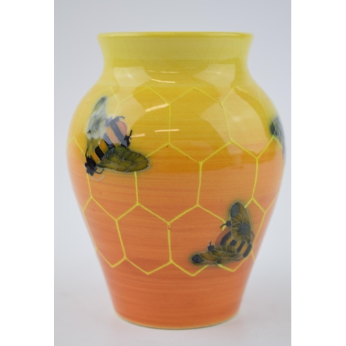 81 - Dennis China Works vase, by Sally Tuffin, with a honeycomb and bee design, impressed and painted mar... 