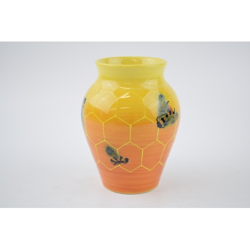 81 - Dennis China Works vase, by Sally Tuffin, with a honeycomb and bee design, impressed and painted mar... 