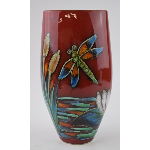 94 - Early Anita Harris Art Pottery / Carlton Ware vase, decorated with a Dragonfly, 24cm tall, signed by... 