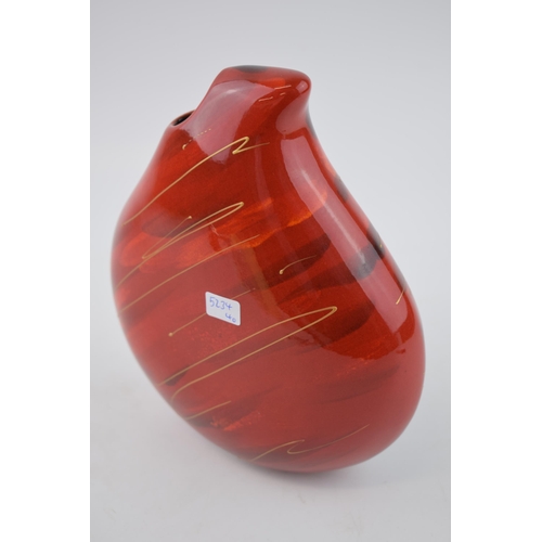 96 - Anita Harris Art Pottery teardrop vase, decorated with a Kingfisher, 21cm tall, signed by Anita.