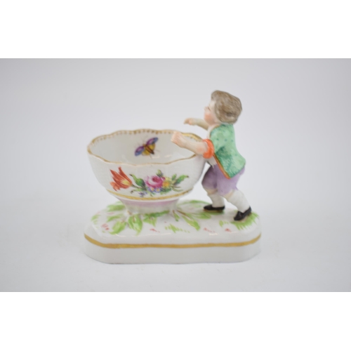 199 - Early 20th century Meissen figure 'Cupid Carving His Bow', 11cm wide, with incised marks, together w... 