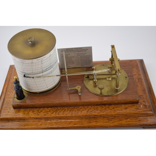 206 - Early to mid 20th century barograph / stormograph in glazed oak case with lift-off lid, Short & Maso... 