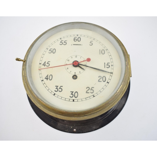 208 - Marine bulkhead clock with military crowsfoot marked to the reverse A.P.727 A.C.O/R/12/59. Painted b... 