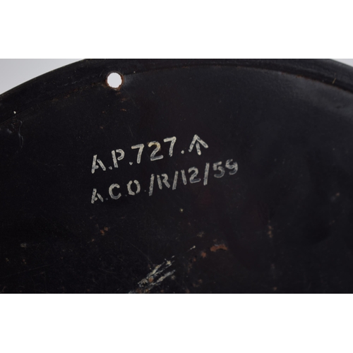 208 - Marine bulkhead clock with military crowsfoot marked to the reverse A.P.727 A.C.O/R/12/59. Painted b... 