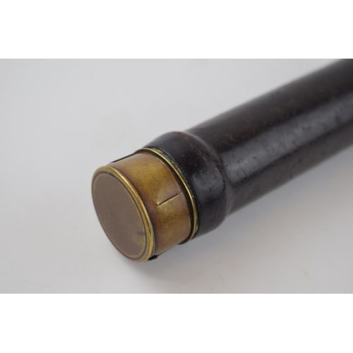 211 - Pocket-sized brass telescope with leather grip. Brass cover to eye-piece. Inscribed 'Charles Pearson... 