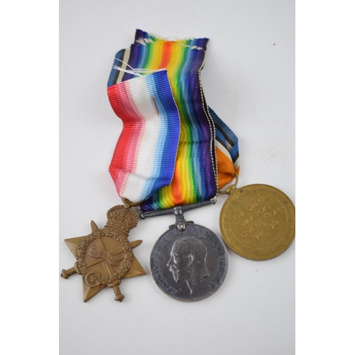 217A - A trio of World War medals to include 1914-1915 star, 1914-18 silver medal and the Great War medal, ... 