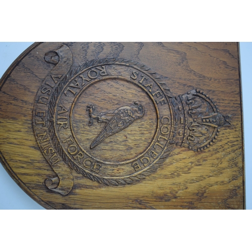 220 - A pair of hand carved oak RAF shields dated 1951, L Rooks, '613 Squadron Auxialiary Air Force' toget... 