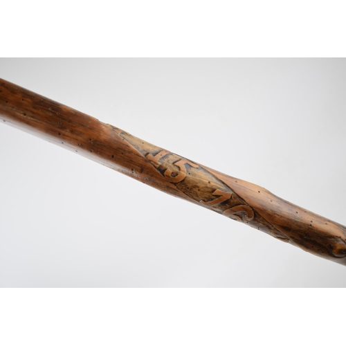 229 - Early 20th century walking stick 'Souvenir De La Guerre 1914 15 16 17 terminating with metal fixture... 