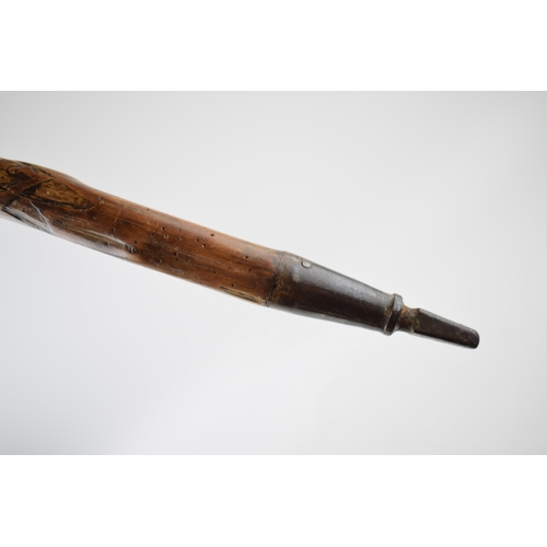 229 - Early 20th century walking stick 'Souvenir De La Guerre 1914 15 16 17 terminating with metal fixture... 