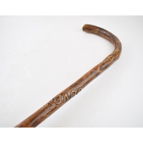 229 - Early 20th century walking stick 'Souvenir De La Guerre 1914 15 16 17 terminating with metal fixture... 