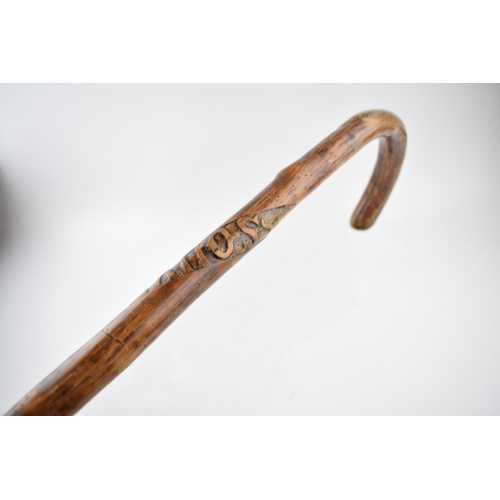 229 - Early 20th century walking stick 'Souvenir De La Guerre 1914 15 16 17 terminating with metal fixture... 