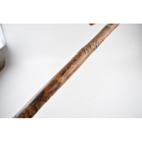 229 - Early 20th century walking stick 'Souvenir De La Guerre 1914 15 16 17 terminating with metal fixture... 