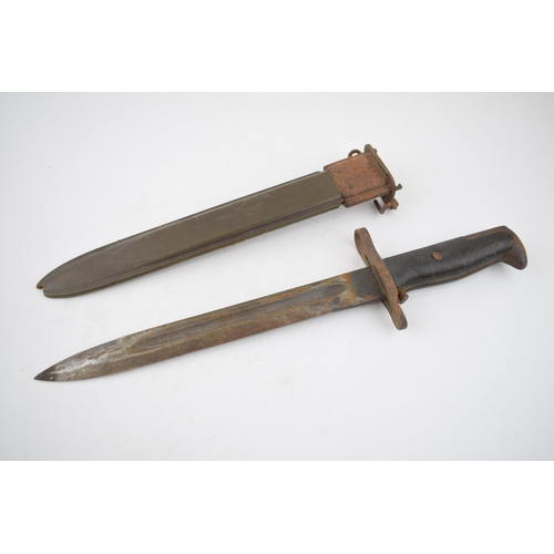 232 - WW2 American Garand Bayonet, marked 'UFH' and 'UOS' to blade, 9.75'' blade, in composite scabbard/