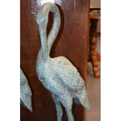 235 - An extra large pair of bronze-effect Japanese style storks, with weathered effect, tallest 109cm tal... 