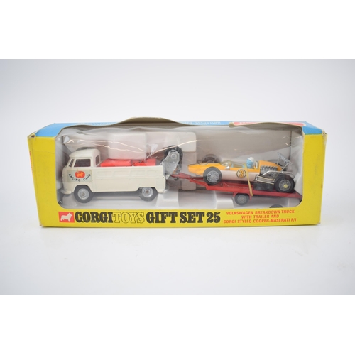 253 - A boxed Corgi Toys Gift Set 25, Volkswagen Breakdown Truck with Trailer and Cooper-Maserati F/1. Tra... 