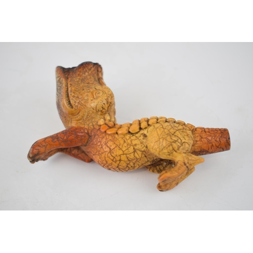 269 - Cased Victorian meerschaum pipe in the form of a grotesque animal, perhaps a gator, in original fitt... 