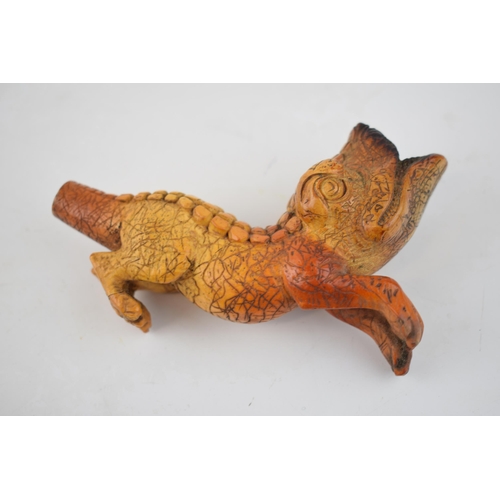 269 - Cased Victorian meerschaum pipe in the form of a grotesque animal, perhaps a gator, in original fitt... 