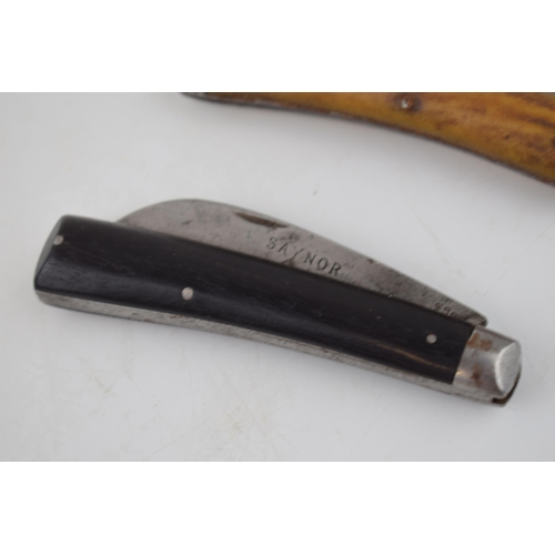 272 - A Saynor pruner pocket knife together with a flat butt bone handled pruner / pruning knife (2).