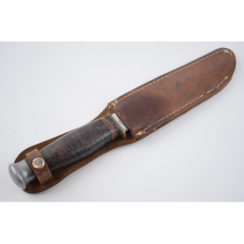 281 - Vintage 'Original Bowie Knife' made in Japan, stainless steel Japan. Leather grip with original leat... 