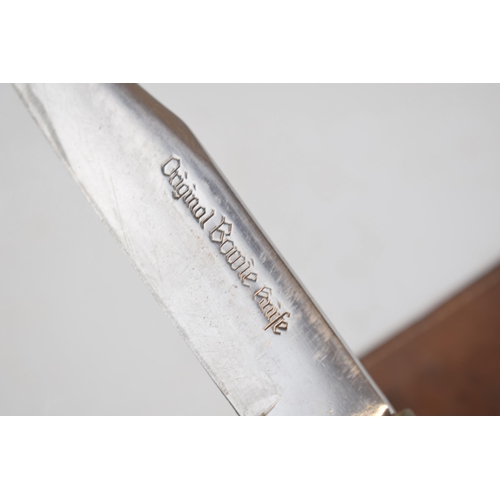 281 - Vintage 'Original Bowie Knife' made in Japan, stainless steel Japan. Leather grip with original leat... 