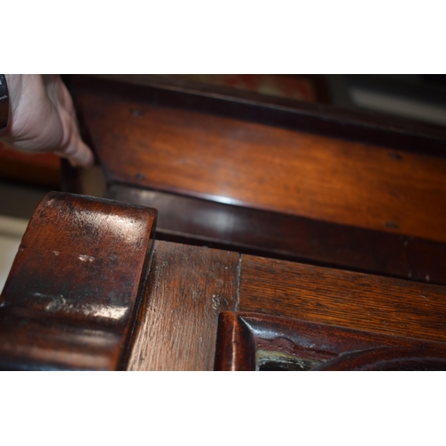 290 - Large 19th century mahogany estate made glazed bookcase, original blue paint to interior, adjustable... 