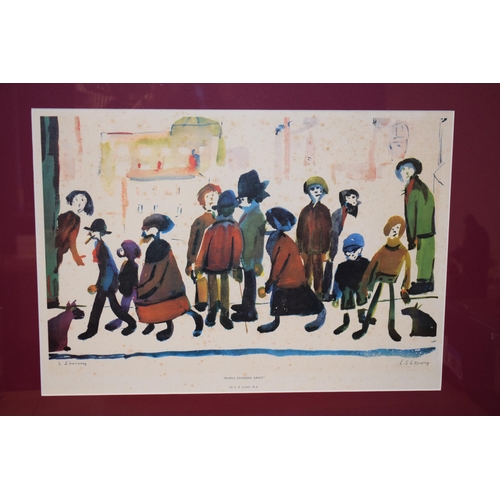 301 - Laurence Stephen Lowry (L S Lowry), RA (British 1887-1976) 'People Standing About' coloured print, g... 