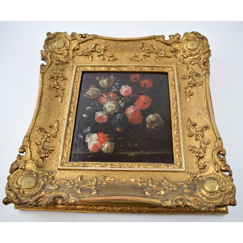 303 - Oil on oak panel in gilt frame. Early 19th century. Indistinct signature to verso Germanic script. 3... 