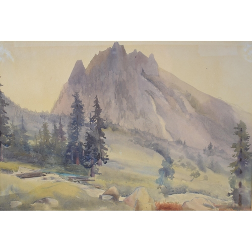 307 - Norah Bennett watercolour 'Views in Sonamarg Starting Our Trek', India 1921 to reverse, 23cmx34cm, f... 