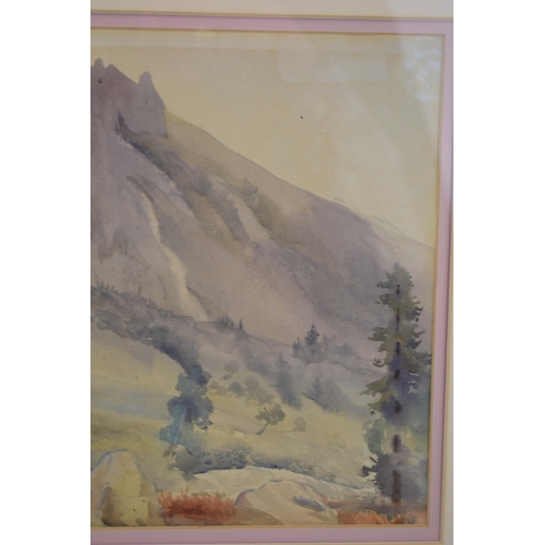 307 - Norah Bennett watercolour 'Views in Sonamarg Starting Our Trek', India 1921 to reverse, 23cmx34cm, f... 