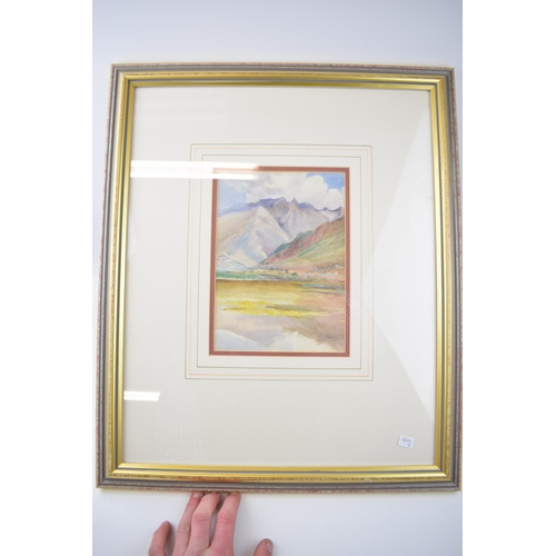 308 - Norah Bennett watercolour of 'Lake Belov - Sonamarg', India 1921 to reverse, 22.5cmx16cm, framed and... 