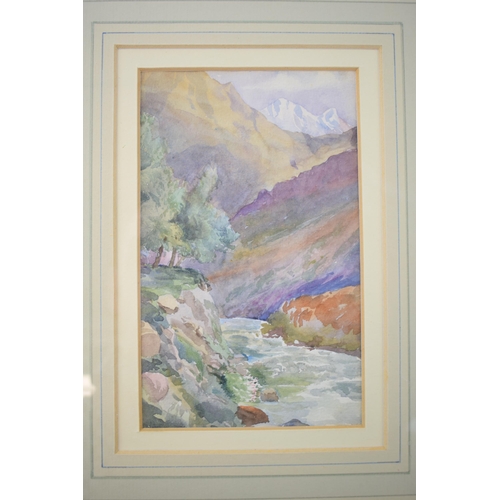 309 - Norah Bennett 'Khargil' watercolour, 16cmx10cm, framed and glazed.