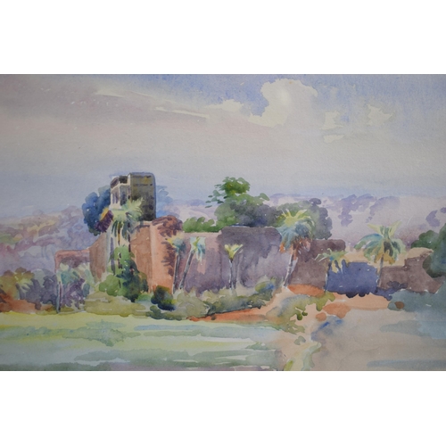 310 - Norah Bennett watercolour 'Christmas Shoot with Leslie', Gwaleoi south of Bombay, 15cmx24cm, framed ... 