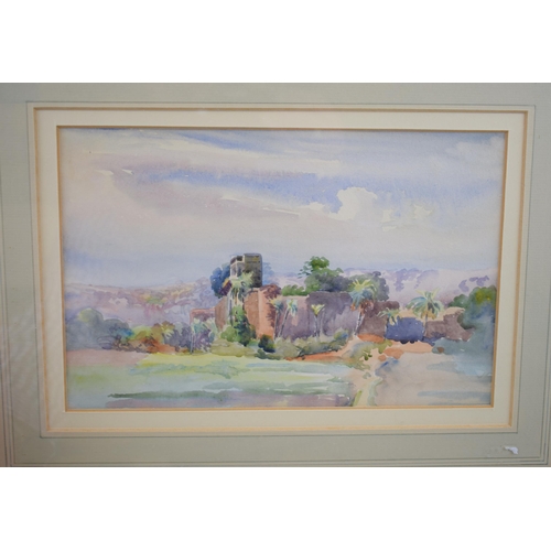 310 - Norah Bennett watercolour 'Christmas Shoot with Leslie', Gwaleoi south of Bombay, 15cmx24cm, framed ... 