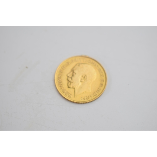 348 - 22ct gold half sovereign 1914, (ex-mounted).