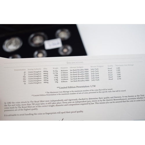 350A - Royal Mint 2014 Britannia silver proof six coin set, boxed with certificate, in cardboard sleeve.