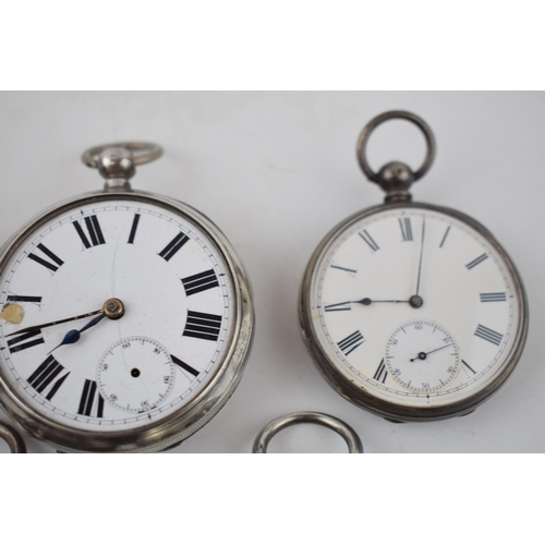 372 - A collection of 5 antique hallmarked silver pocket watches. Case diameters approx 55mm. (5)