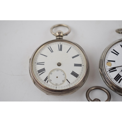 372 - A collection of 5 antique hallmarked silver pocket watches. Case diameters approx 55mm. (5)