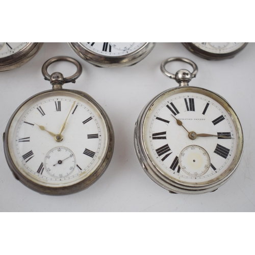 372 - A collection of 5 antique hallmarked silver pocket watches. Case diameters approx 55mm. (5)