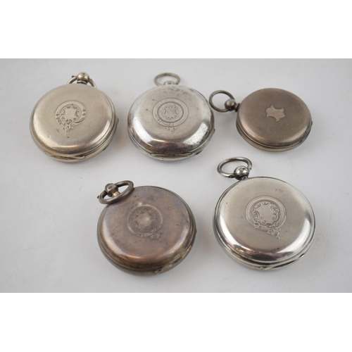 372 - A collection of 5 antique hallmarked silver pocket watches. Case diameters approx 55mm. (5)