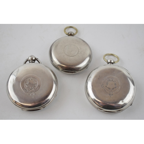 373 - A collection of 3 antique hallmarked silver pocket watches. Of note examples by Waltham and Fattorin... 