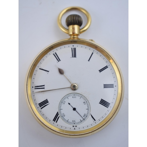 390 - 18ct gold top-wind pocket watch with 18ct gold dust cover, H Pidduck & Sons, Roman numerals to dial,... 