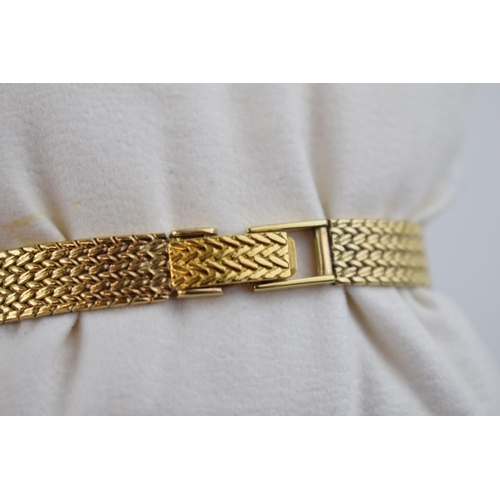 392 - Boxed Zenith 9ct gold ladies wristwatch on 9ct gold bracelet, with white dial, 18mm wide, 22.1 grams... 